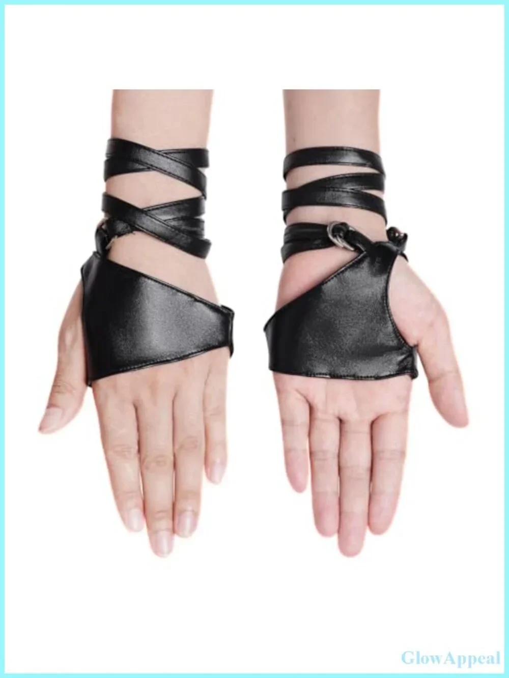 PU Leather Fingerless Gloves Punk Half Palm Performance Costume Dance